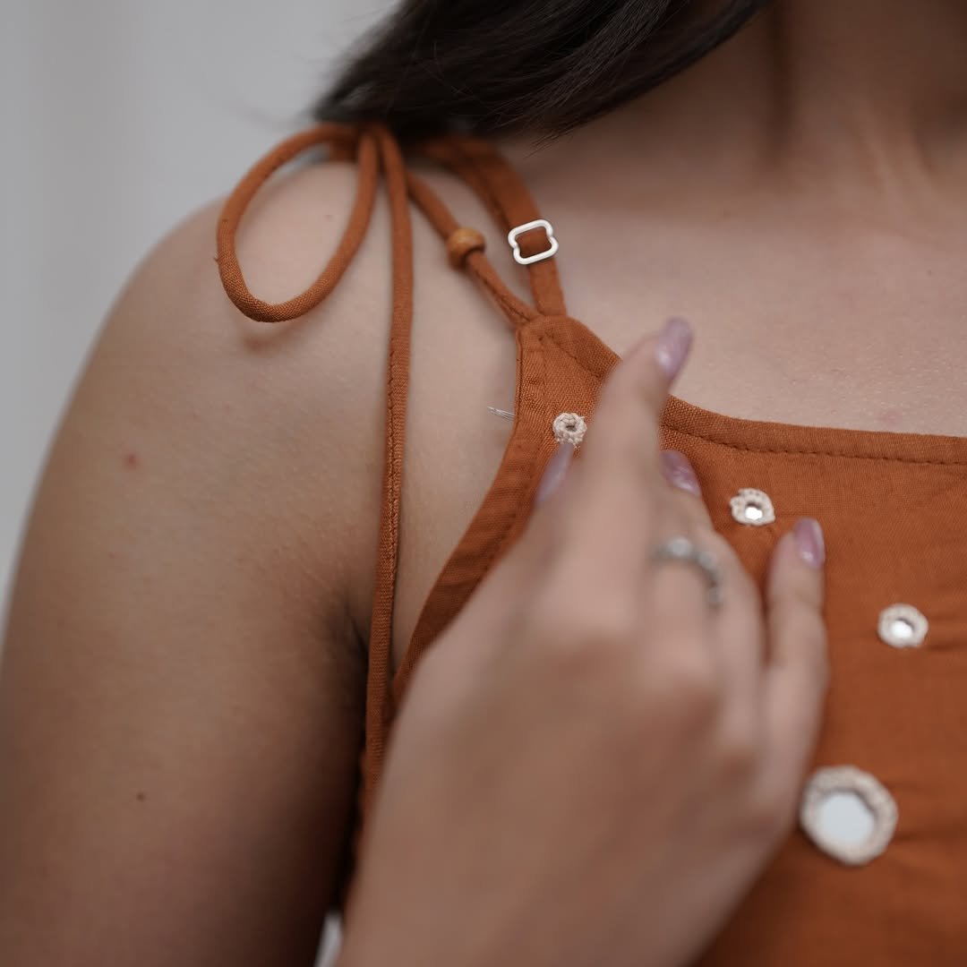 Orange Summer Cotton Slub Kurta Pant Set